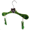Kids Children Coat Clothes Skirt Shirt Hanging Wooden Cartoon Creative Hanger With 2 Clip Green