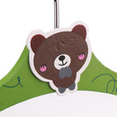 Kids Children Coat Clothes Skirt Shirt Hanging Wooden Cartoon Creative Hanger With 2 Clip Green