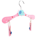 Kids Children Coat Clothes Skirt Shirt Hanging Wooden Cartoon Creative Hanger With 2 Clip Pink