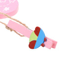 Kids Children Coat Clothes Skirt Shirt Hanging Wooden Cartoon Creative Hanger With 2 Clip Pink