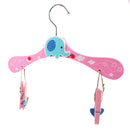 Kids Children Coat Clothes Skirt Shirt Hanging Wooden Cartoon Creative Hanger With 2 Clip Pink