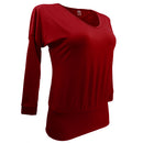Women Girls Ladies V Neck Long Sleeves Fitted Top Clothing Accessory S Red