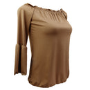 Women Girls Ladies Long Sleeves Fitted Top Clothing Accessory L Brown