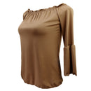 Women Girls Ladies Long Sleeves Fitted Top Clothing Accessory XL Brown