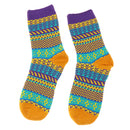 Women Girls Lightweight Comfortable Vintage Ethnic Cotton Boot Socks Warm Winter Stockings 1 Pair