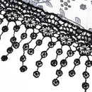 Fashion Style Ladies' Hollow Tassel Lace Rose Floral Scarf Shawl Wrap-Black