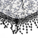Fashion Style Ladies' Hollow Tassel Lace Rose Floral Scarf Shawl Wrap-Black