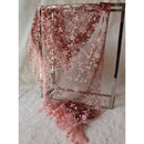 Fashion Ladies' Hollow Tassel Lace Rose Floral Scarf Shawl Wrap-Dark Red