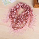 Fashion Ladies' Hollow Tassel Lace Rose Floral Scarf Shawl Wrap-Dark Red