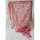 Fashion Ladies' Hollow Tassel Lace Rose Floral Scarf Shawl Wrap-Light Red