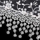 Fashion Style Ladies' Hollow Tassel Lace Rose Floral Scarf Shawl Wrap-White