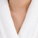 Men Women Collar Charms Long Sleeve Wrap Belted Loose Coral Fleece Sleepwear Loungewear Spa Robe Bathrobe White L