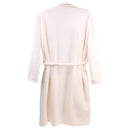 Men Women Collar Charms Long Sleeve Wrap Belted Loose Coral Fleece Sleepwear Loungewear Spa Robe Bathrobe White L