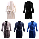 Men Women Collar Charms Long Sleeve Wrap Belted Loose Coral Fleece Sleepwear Loungewear Spa Robe Bathrobe White L