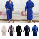 Men Women Collar Charms Long Sleeve Wrap Belted Loose Coral Fleece Sleepwear Loungewear Spa Robe Bathrobe Navy L
