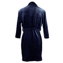 Men Women Collar Charms Long Sleeve Wrap Belted Loose Coral Fleece Sleepwear Loungewear Spa Robe Bathrobe Navy L