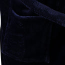 Men Women Collar Charms Long Sleeve Wrap Belted Loose Coral Fleece Sleepwear Loungewear Spa Robe Bathrobe Navy L