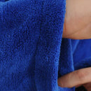 Men Women Collar Charms Long Sleeve Wrap Belted Loose Coral Fleece Sleepwear Loungewear Spa Robe Bathrobe Blue XXL