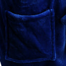 Men Women Collar Charms Long Sleeve Wrap Belted Loose Coral Fleece Sleepwear Loungewear Spa Robe Bathrobe Blue XXL