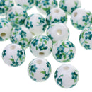 Fashionable Flower Ceramic Porcelain Loose Spacer Beads Charms For Jewelry Necklace Bracelet Craft Projects DIY Pack of 20PCS Green