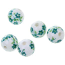 Fashionable Flower Ceramic Porcelain Loose Spacer Beads Charms For Jewelry Necklace Bracelet Craft Projects DIY Pack of 20PCS Green