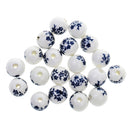 Fashionable Flower Ceramic Porcelain Loose Spacer Beads Charms For Jewelry Making Craft Projects DIY Pack of 20PCS Dark Blue