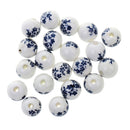Fashionable Flower Ceramic Porcelain Loose Spacer Beads Charms For Jewelry Making Craft Projects DIY Pack of 20PCS Dark Blue