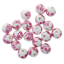Fashionable Flower Ceramic Porcelain Loose Spacer Beads Charms For Jewelry Necklace Making Craft Projects DIY Pack of 20PCS Rose Red