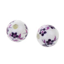 Fashionable Flower Ceramic Porcelain Loose Spacer Beads Charms For Jewelry Bracelet Making Craft Findings DIY Pack of 20PCS Purple