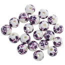 Fashionable Flower Ceramic Porcelain Loose Spacer Beads Charms For Jewelry Bracelet Making Craft Findings DIY Pack of 20PCS Purple