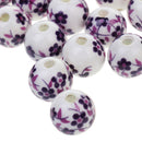 Fashionable Flower Ceramic Porcelain Loose Spacer Beads Charms For Jewelry Bracelet Making Craft Findings DIY Pack of 20PCS Purple