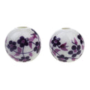 Fashionable Flower Ceramic Porcelain Loose Spacer Beads Charms For Jewelry Bracelet Making Craft Findings DIY Pack of 20PCS Purple