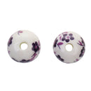 Fashionable Flower Ceramic Porcelain Loose Spacer Beads Charms For Jewelry Bracelet Making Craft Findings DIY Pack of 20PCS Purple