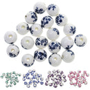 Fashionable Flower Ceramic Porcelain Loose Spacer Beads Charms For Jewelry Making Craft Projects DIY Pack of 20PCS Blue