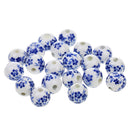 Fashionable Flower Ceramic Porcelain Loose Spacer Beads Charms For Jewelry Making Craft Projects DIY Pack of 20PCS Blue