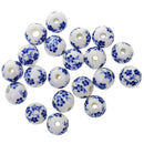 Fashionable Flower Ceramic Porcelain Loose Spacer Beads Charms For Jewelry Making Craft Projects DIY Pack of 20PCS Blue