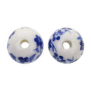 Fashionable Flower Ceramic Porcelain Loose Spacer Beads Charms For Jewelry Making Craft Projects DIY Pack of 20PCS Blue