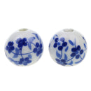 Fashionable Flower Ceramic Porcelain Loose Spacer Beads Charms For Jewelry Making Craft Projects DIY Pack of 20PCS Blue