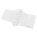 Women Lady Fashion Wide Elastic Buckle Stretch Corset Waistband Waist Shaping Belt White
