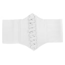 Women Lady Fashion Wide Elastic Buckle Stretch Corset Waistband Waist Shaping Belt White