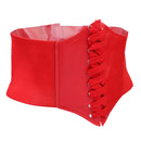 Women Lady Fashion Wide Elastic Buckle Stretch Corset Waistband Waist Shaping Belt Red