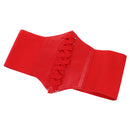 Women Lady Fashion Wide Elastic Buckle Stretch Corset Waistband Waist Shaping Belt Red