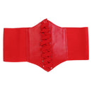 Women Lady Fashion Wide Elastic Buckle Stretch Corset Waistband Waist Shaping Belt Red