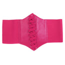 Women Lady Fashion Wide Elastic Buckle Stretch Corset Waistband Waist Shaping Belt Pink