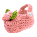 Pair of Baby Toddler Knitting Cotton Flower Pearl Design Prewalker Crochet Warm Crib Shoes Orange