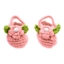 Pair of Baby Toddler Knitting Cotton Flower Pearl Design Prewalker Crochet Warm Crib Shoes Orange