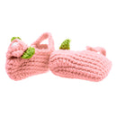 Pair of Baby Toddler Knitting Cotton Flower Pearl Design Prewalker Crochet Warm Crib Shoes Orange