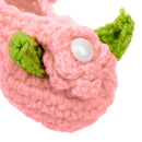 Pair of Baby Toddler Knitting Cotton Flower Pearl Design Prewalker Crochet Warm Crib Shoes Orange
