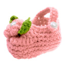 Pair of Baby Toddler Knitting Cotton Flower Pearl Design Prewalker Crochet Warm Crib Shoes Orange