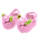 Pair of Baby Toddler Knitting Cotton Flower Pearl Design Prewalker Crochet Warm Crib Shoes Pink